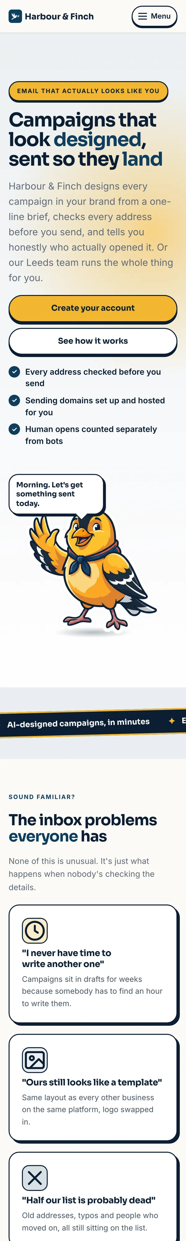 The home page on a phone